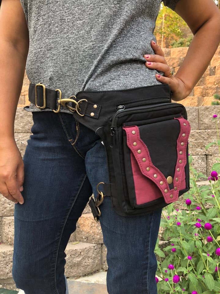 4-lomme Vinrød Grøn Sort MAVETASKE Skuldertaske Sød Mini Pung for engroshandel hos Like International