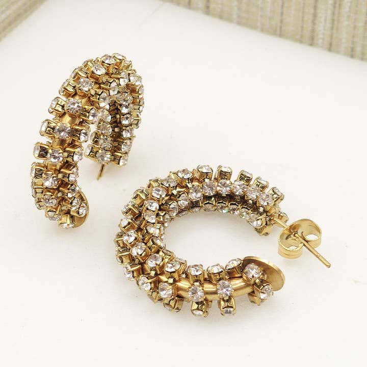 Daemon srls - Wholesale Hoop Earrings - NICOLE - ACCIAIO INOSSIDABILE ~ Orecchini cerchio bombè zirconati7