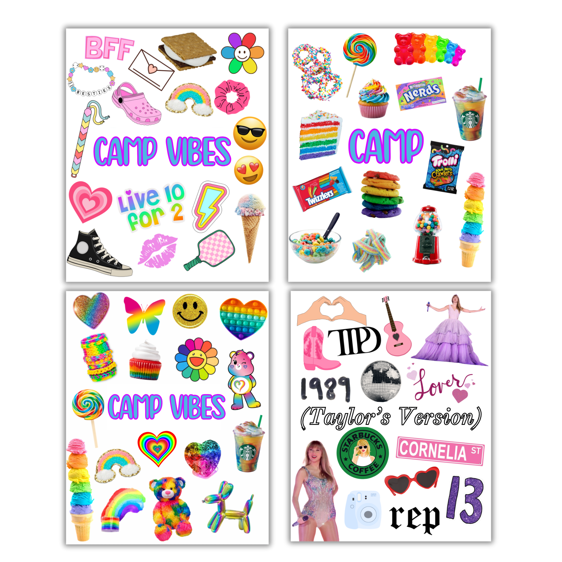 Custom by DOA - Wholesale Sticker - Kids & Baby - Rainbow Fun Sticker sheet set sleepaway camp, summer camp0
