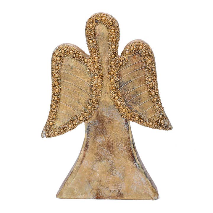 Ángel de madera, Navidad | Decoración de invierno en oro para venta al por mayor de Trunkin'