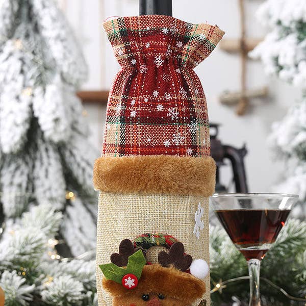 ShieldChic - Wholesale Wine gift bag - Christmas Checkered Split-Joint Wine Bags1