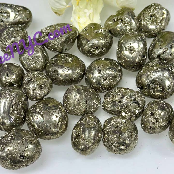 2 Lbs Natural Pyrite Tumble Healing Energy for wholesale by KayleeNYC