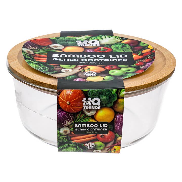 Recipiente de Vidro com Tampa de Bambu 1750ml/59,1 oz por atacado de Deluxe Import Trading