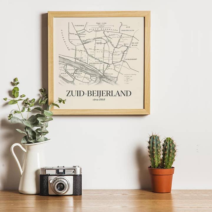 Vintage Stadskaart - Wholesale Map - South Beijerland in vintage style