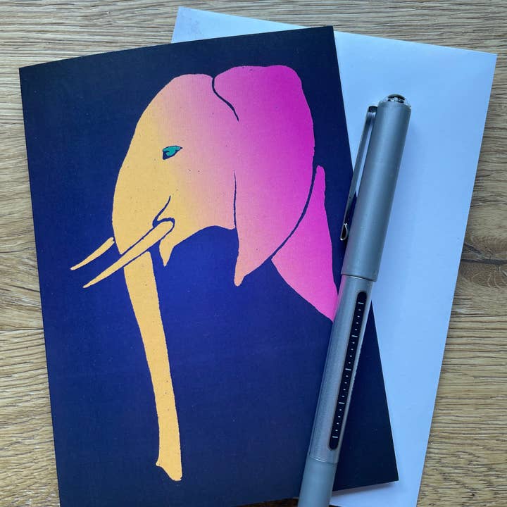 Elephant Greetings Card for wholesale by Ninaskadesigns