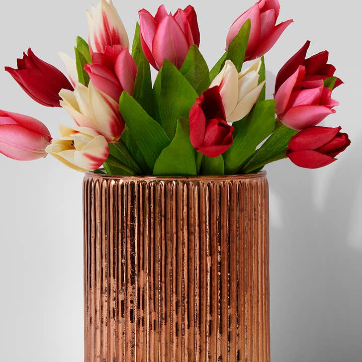 Jamali Garden - Wholesale Vase - 5 x 6in Antique Copper Ripple Glass Vase