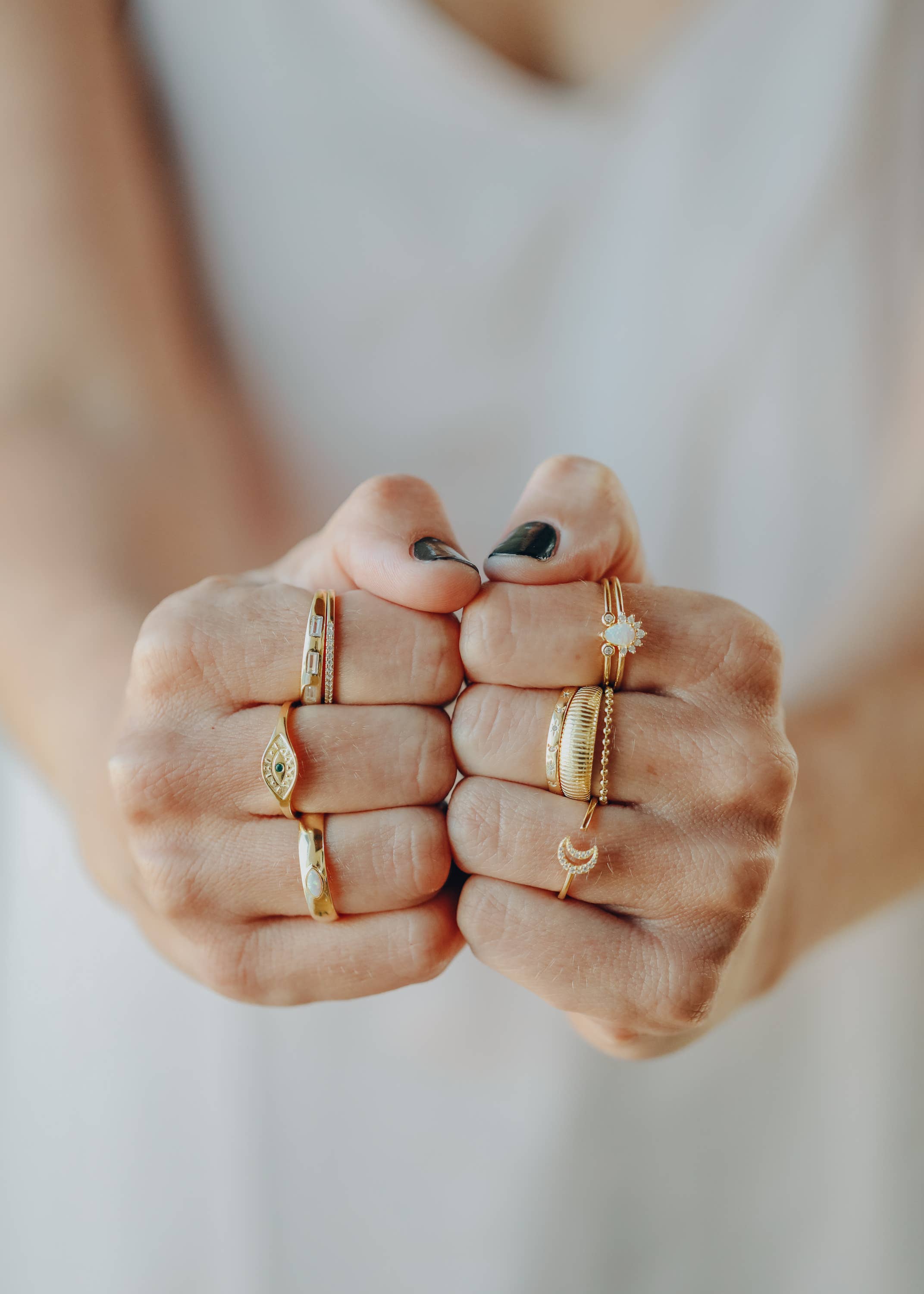 JaxKelly - Wholesale Band/Stacked Ring - Gold Rings - Ridged3