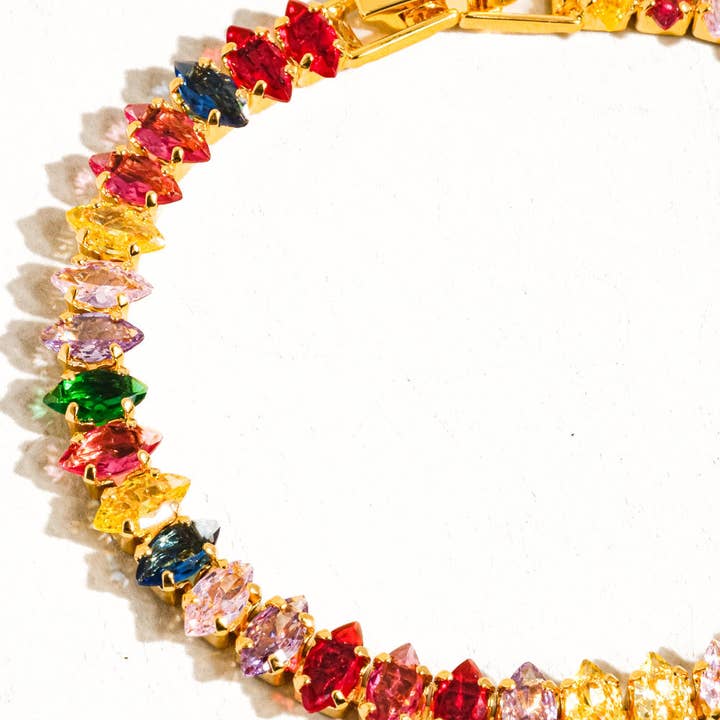 Multi Colored Starlight 18K Gold Multicolor Bold CZ Chain Bracelet for wholesale on Faire1
