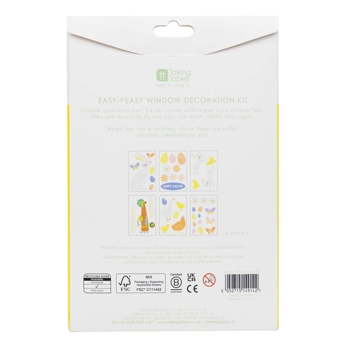 Talking Tables USA - Wholesale Wall Decal/Stickers - Easter Window Clings | Easter Decor |2