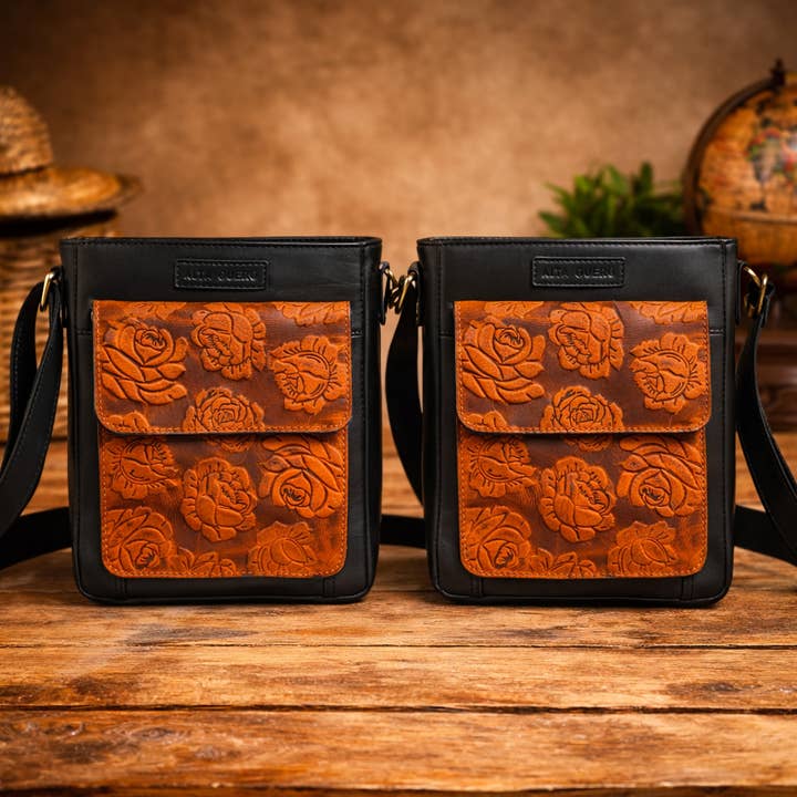 Präglade axelremsväskor i äkta läder (2-pack) Bästsäljare för wholesale av Alta Quero