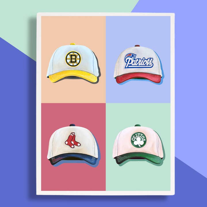 The Blank Canvas Company - Wholesale Art Print - Color Blocked Boston Sports Hat Print Series - Art Print2