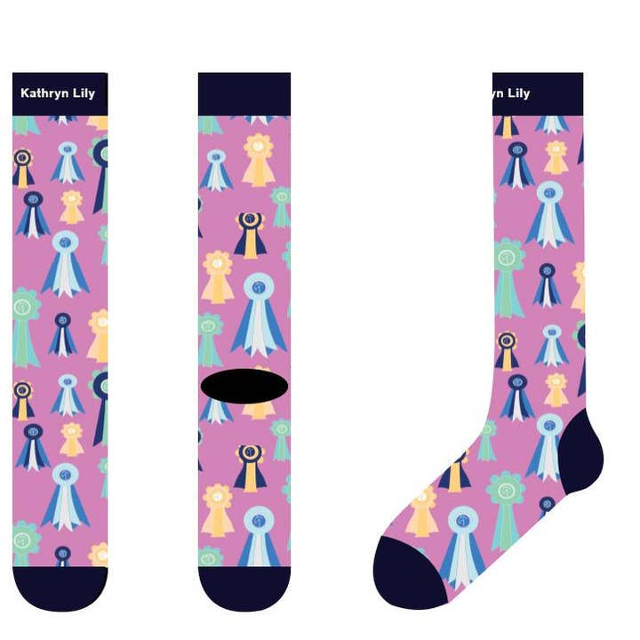 Calzini a stivale alto - Nastri rosa per la vendita all'ingrosso da parte di Kathryn Lily Equestrian