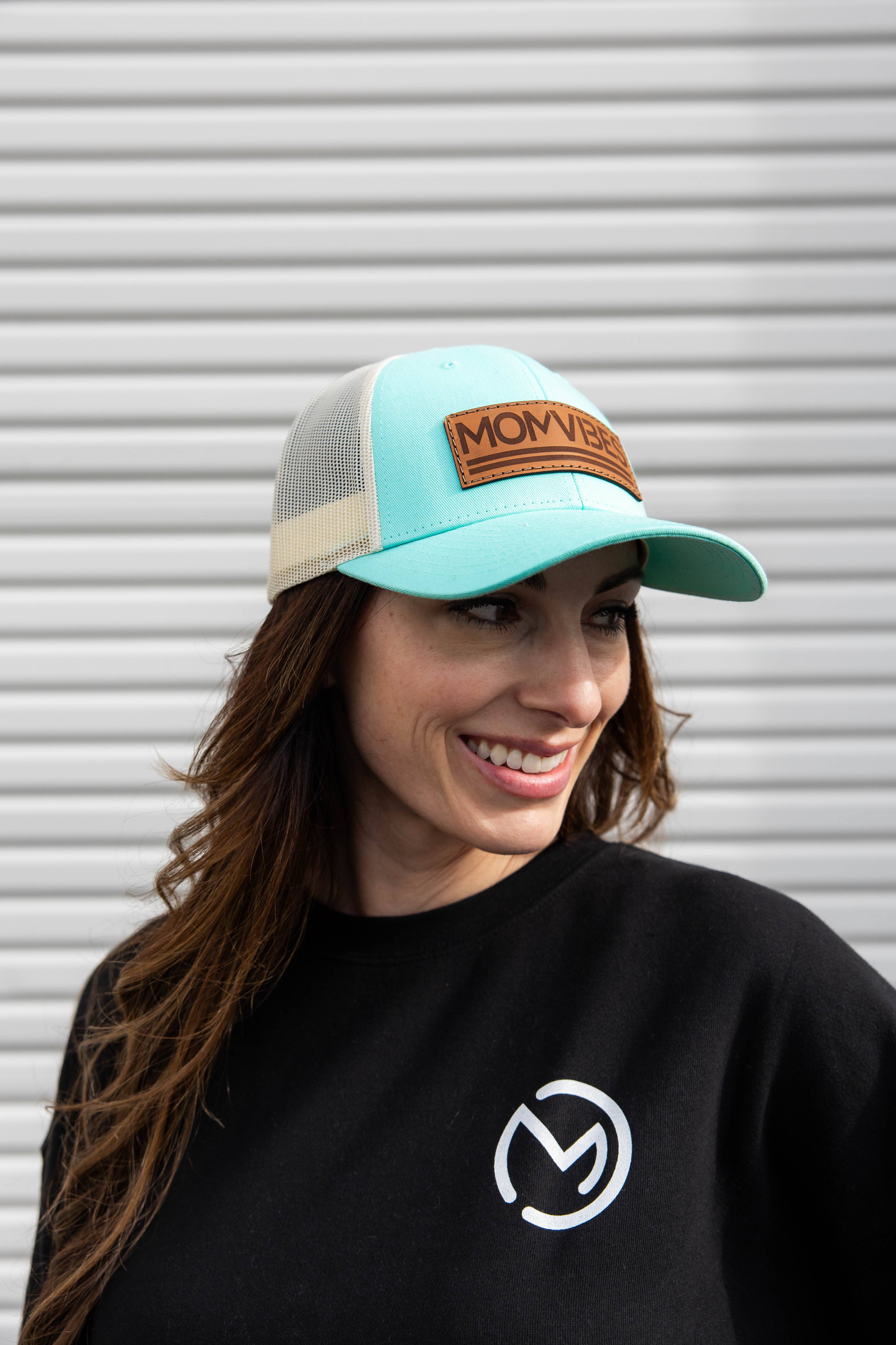 Dadbod Apparel - Wholesale Trucker Hat - Women's - MomVibes - Curved Bill Trucker Snapback (Mint/Cream)