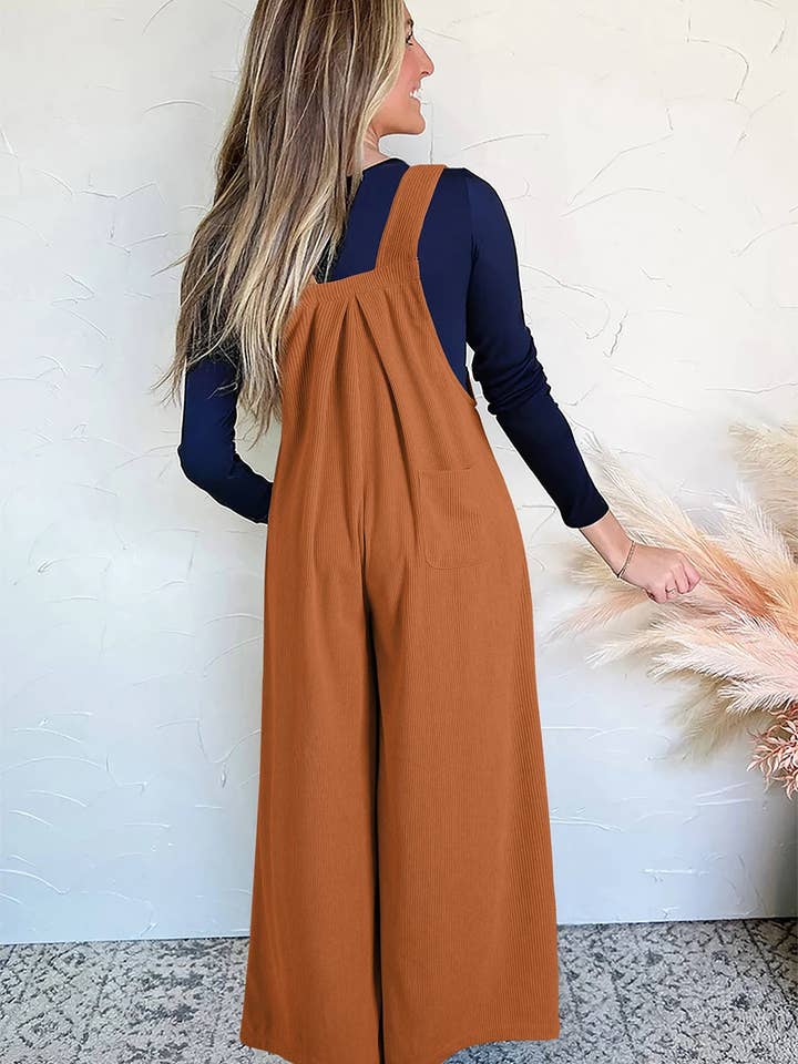 Lovesoft - Wholesale Jumpsuit - Women's - Brown Leopard Bib Wide Leg Jumpsuit4