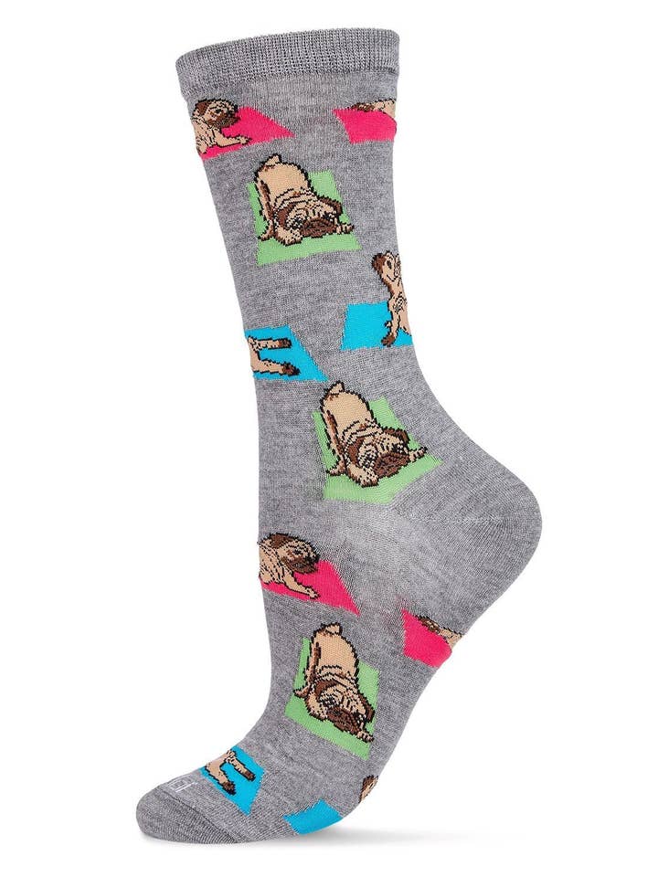 MeMoi Downward Dog Bamboo Blend Crew Socks for wholesale by Infinity Classics International Inc.