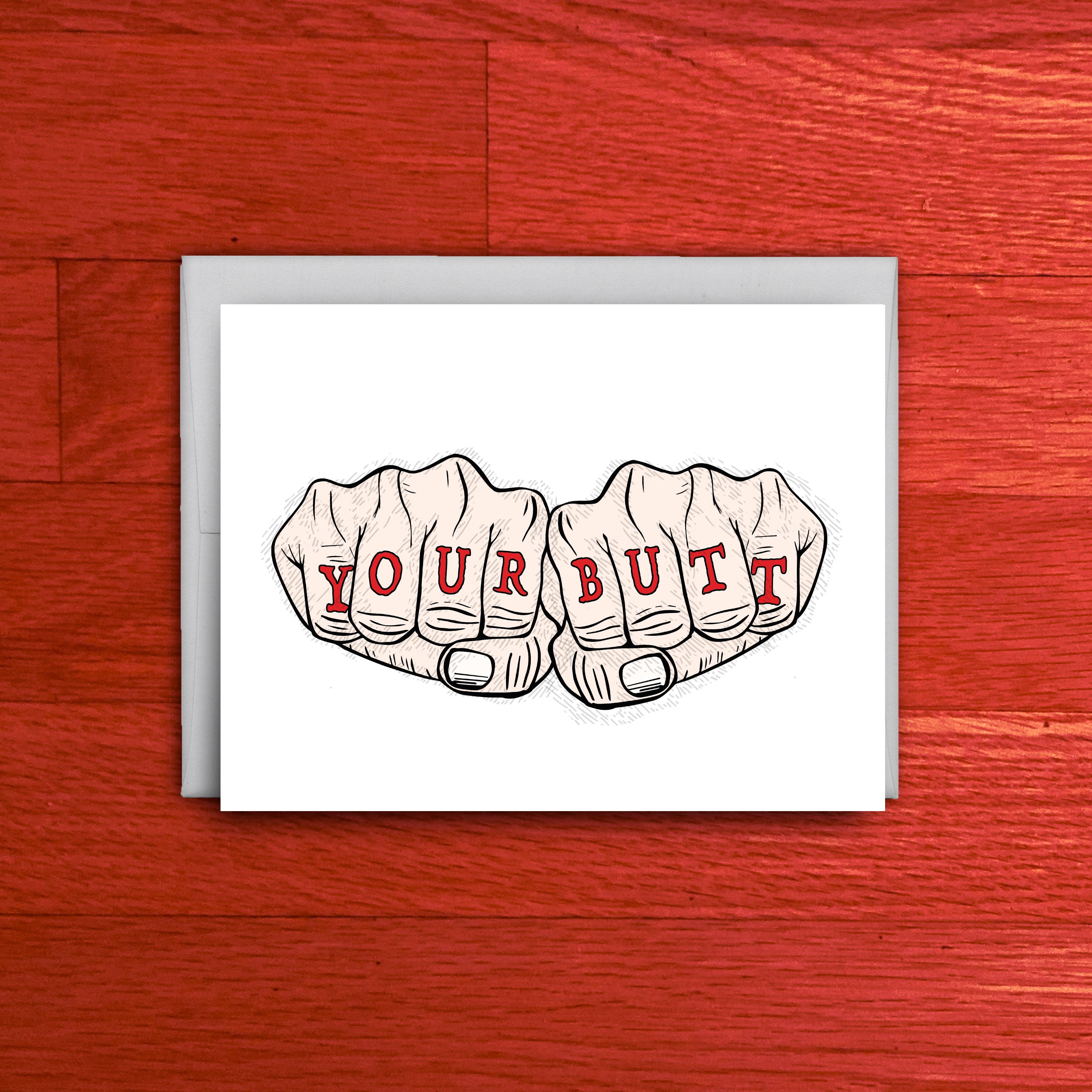 tiny - Wholesale Love Card - Knuckle Tattoo Love Card | Your Butt