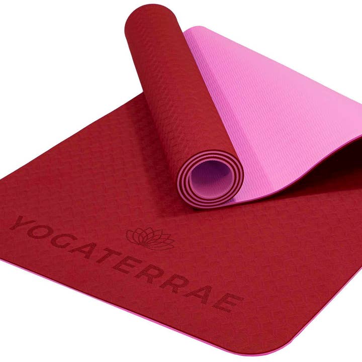 Tappetino yoga in TPE antiscivolo rosa bordeaux per la vendita all'ingrosso da parte di YOGATERRAE