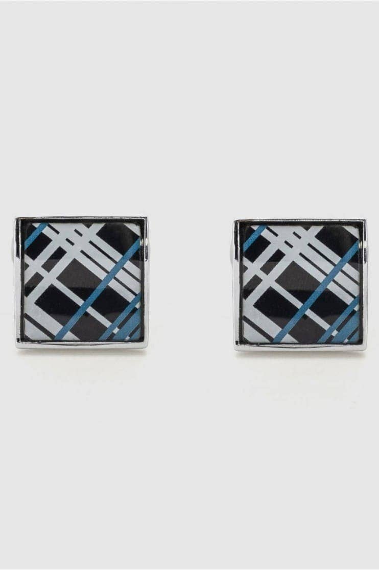 Miscellaneous Original Men's Cufflinks – Creative Designs – 100% Rhodium – Black Striped Square Model for wholesale on Faire1