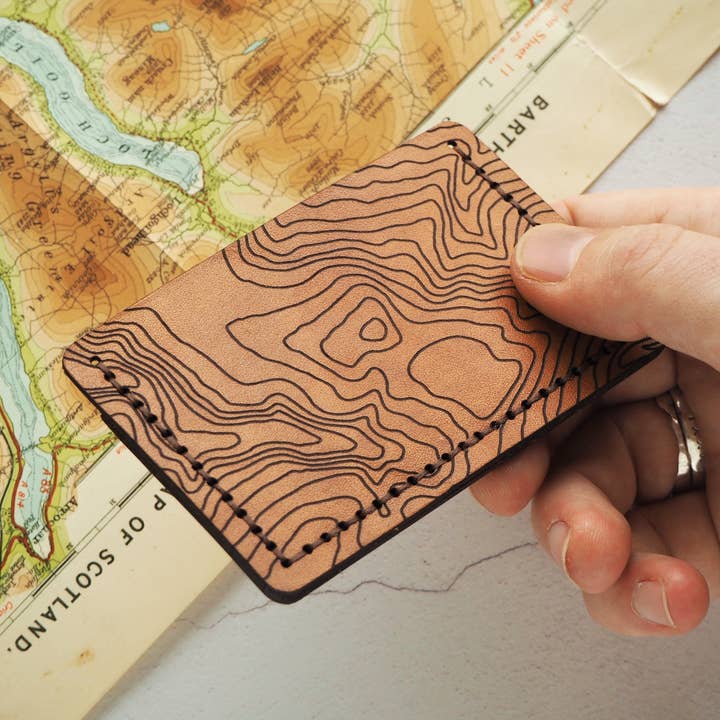 Mountain Shaped Credit Card Case with Custom Topography for wholesale by Hord