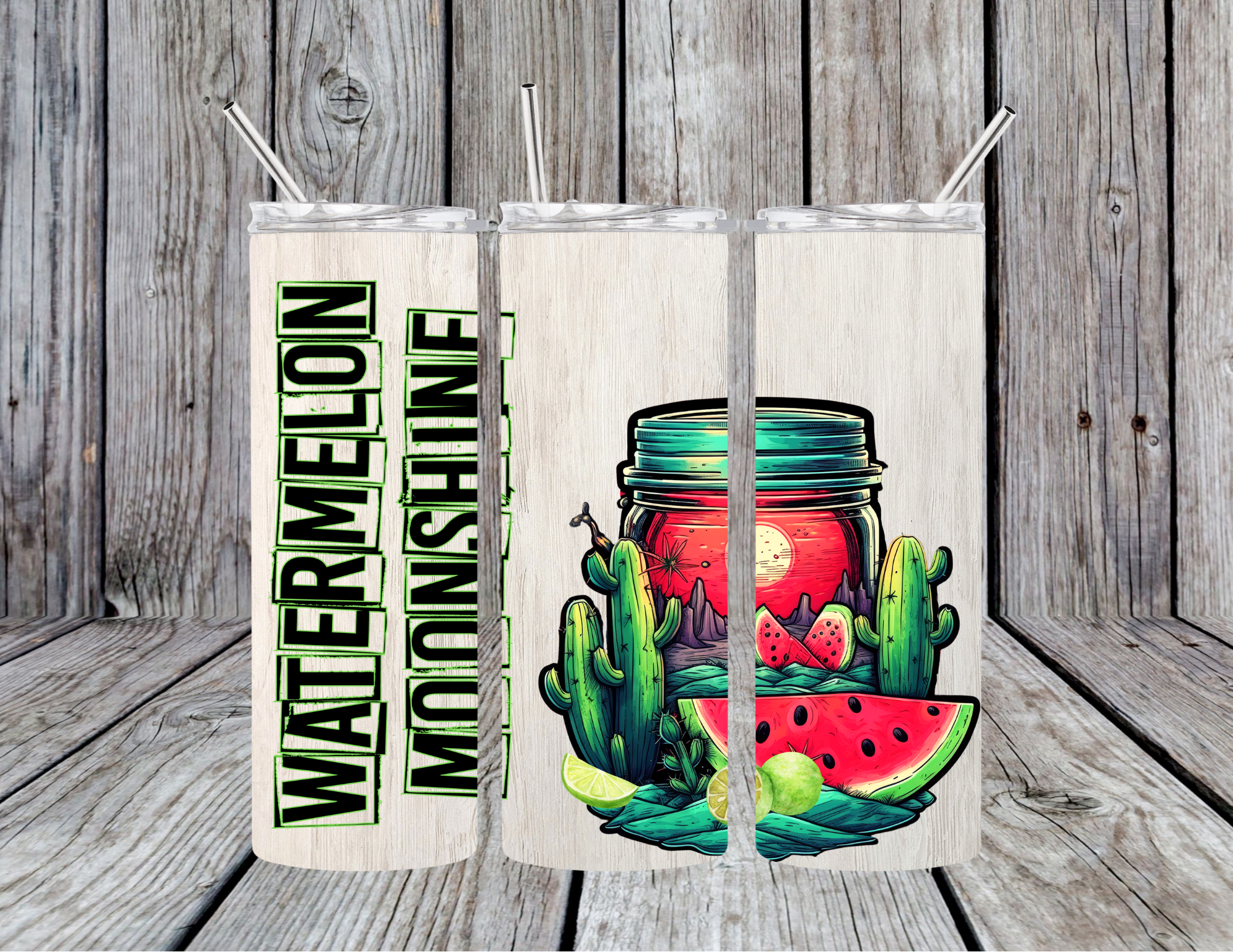 Watermelon Moonshine 40oz with Cacti & Skulls