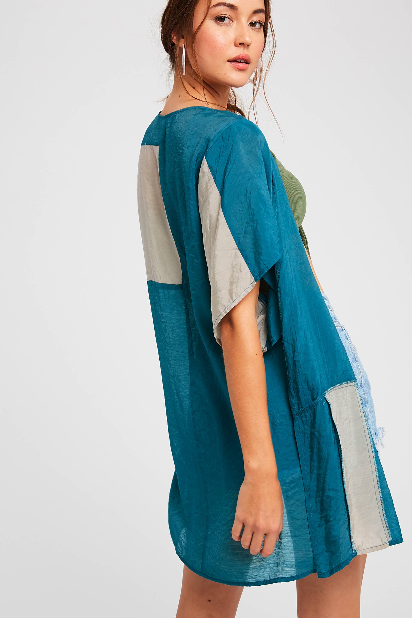 Listicle - Venta al por mayor Kimono - Mujer - Cárdigan Kimono de Bloques de Color Semitransparente18