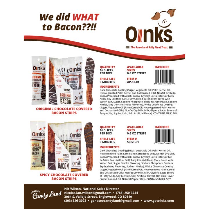 Genesee Candy Land - Wholesale Chocolate Covered Sweets - Spicy Chocolate Covered Bacon