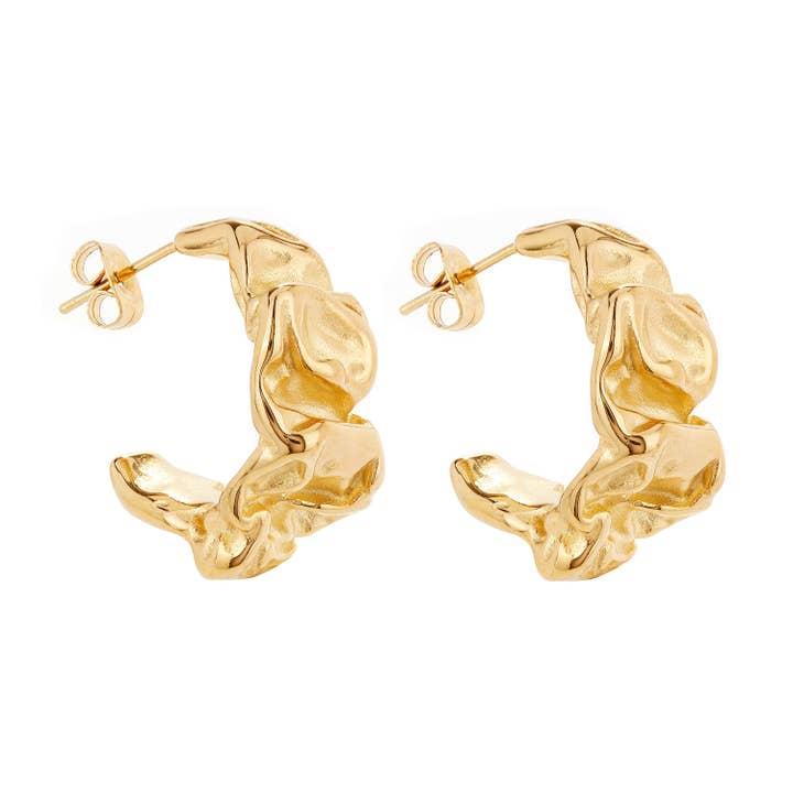 Crumpled Gold Hoops for wholesale by Ballinger