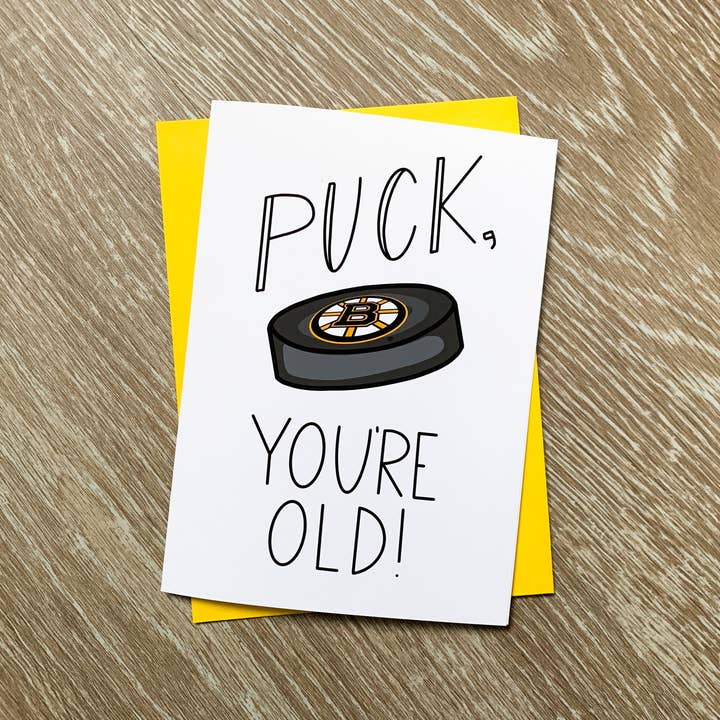 Puck You're Old Fun NHL Hockey Birthday Card by StoneDonut Design for wholesale by Stone Donut Design, LLC