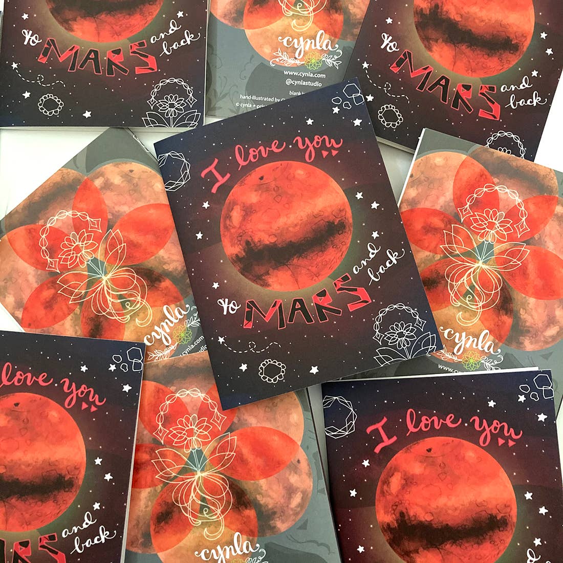 Cynla - Wholesale Love Card - Mars card - I love you to mars and back romantic planet card1