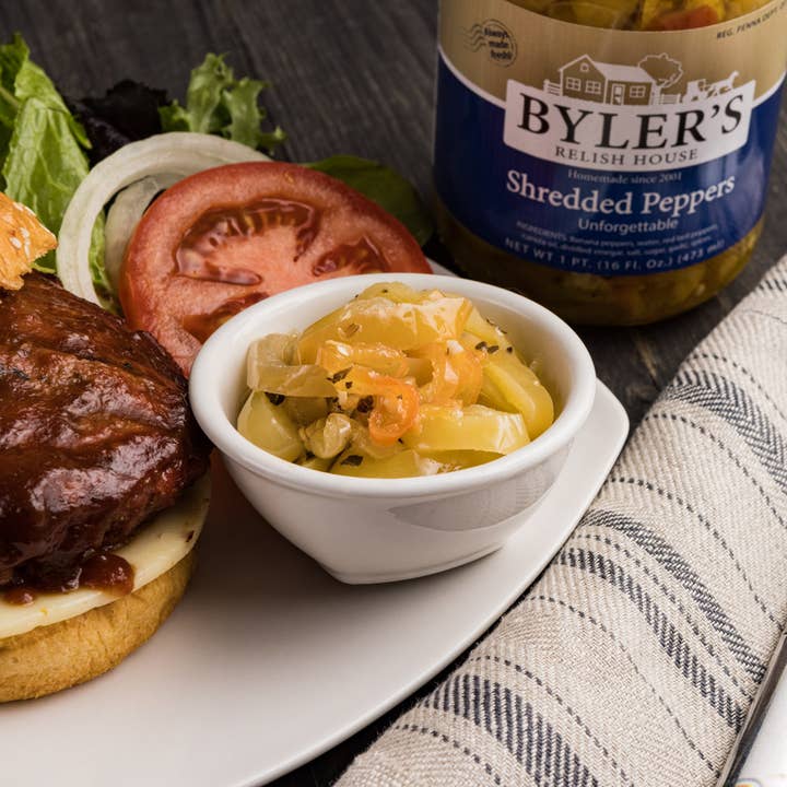 Bylers Relish House & Byler Canning Co. - Wholesale Pickled vegetables - Byler's Shredded Peppers in Oil1
