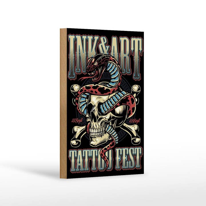 Panneau en bois Tattoo 12x18 cm Tatoo Fest 27 28 Sept panneau décoratif en bois panneau en bois pour la vente par Femer