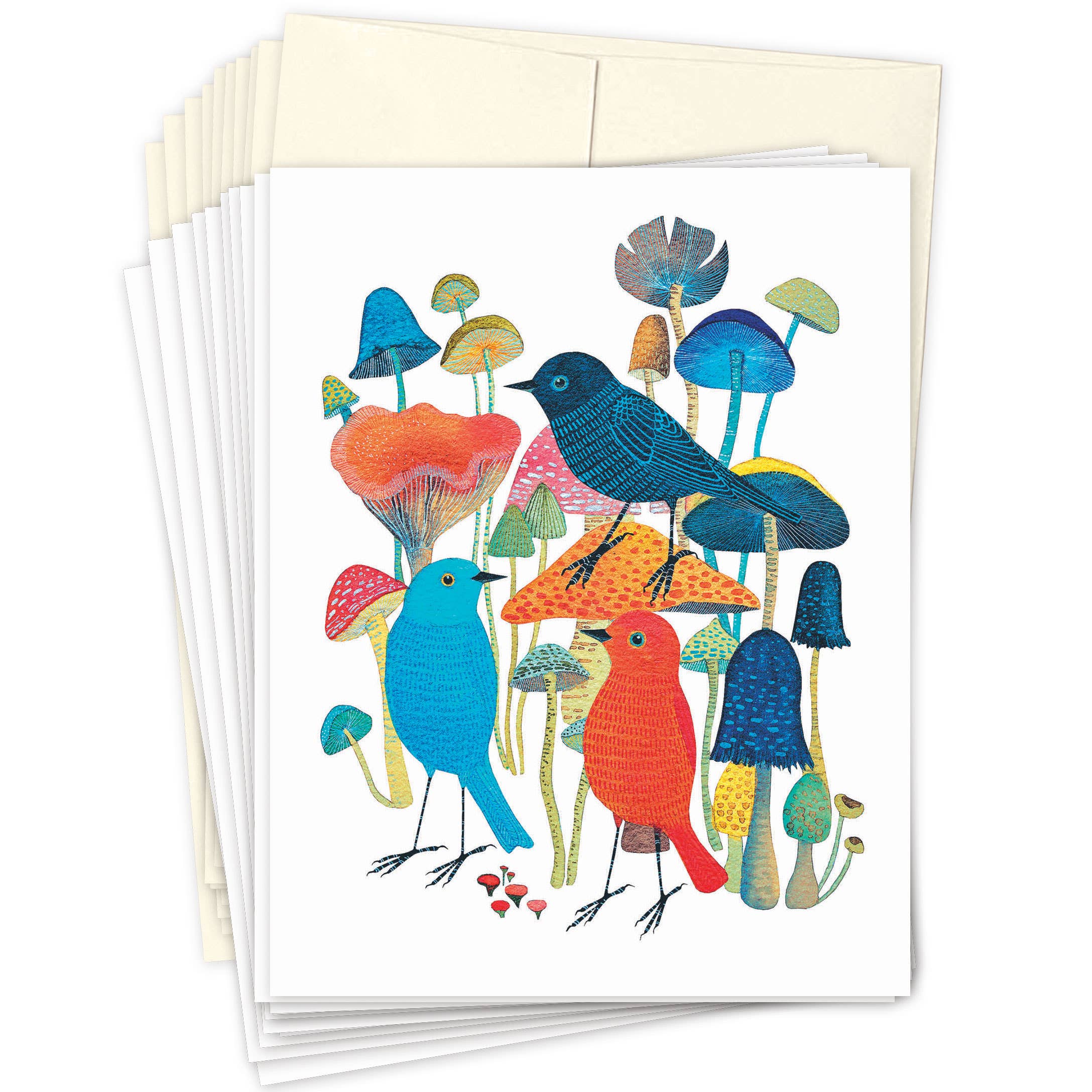 Biely & Shoaf - Wholesale Stationery/Notecard Set - Birds & Mushrooms Boxed Notecard - Set of 101