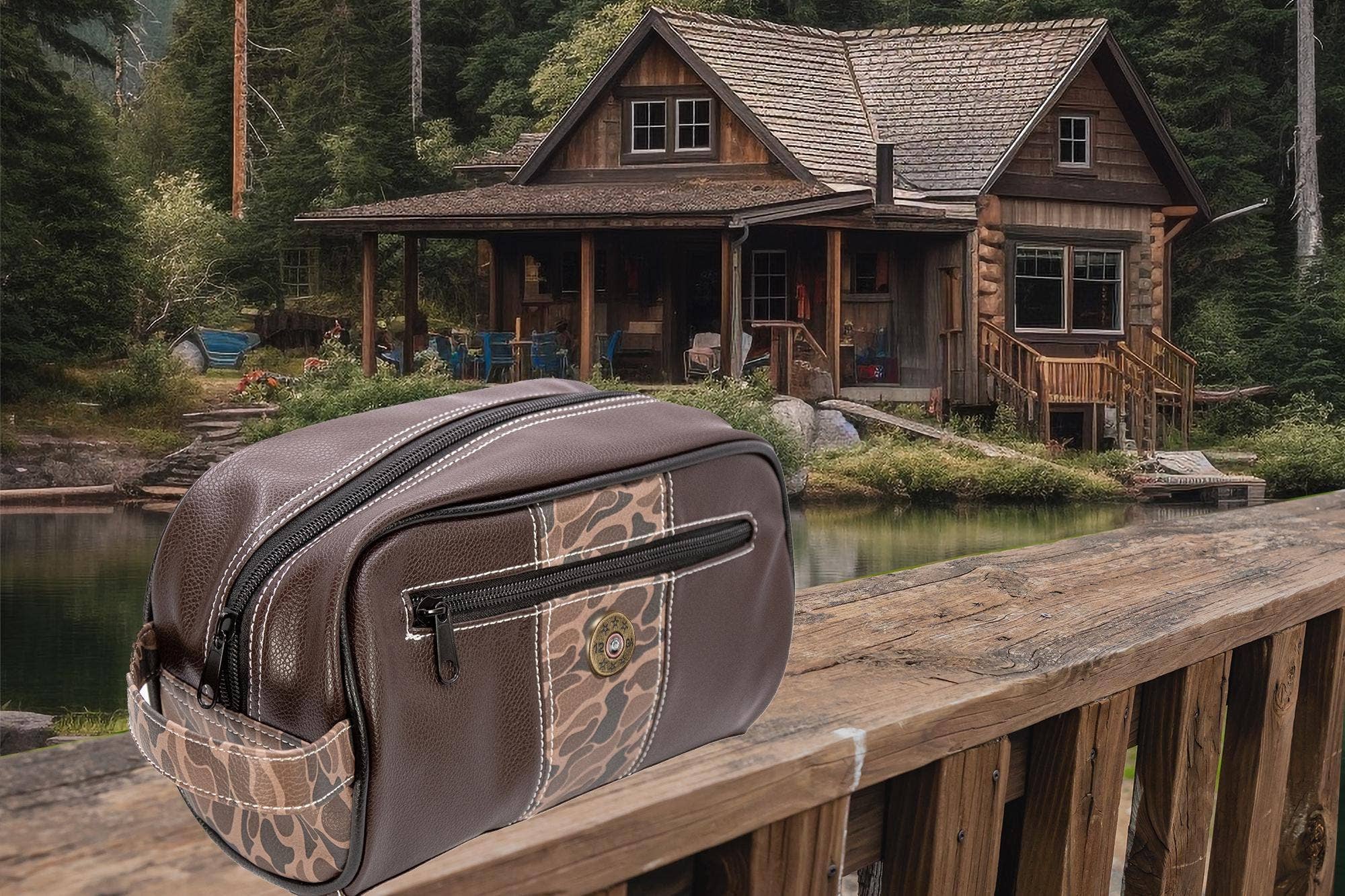 Zep-Pro - Wholesale Toiletry Bag - Men's - Shot Shell Brown Pebble Old School Camo Men's Toiletry Dopp Bag.7