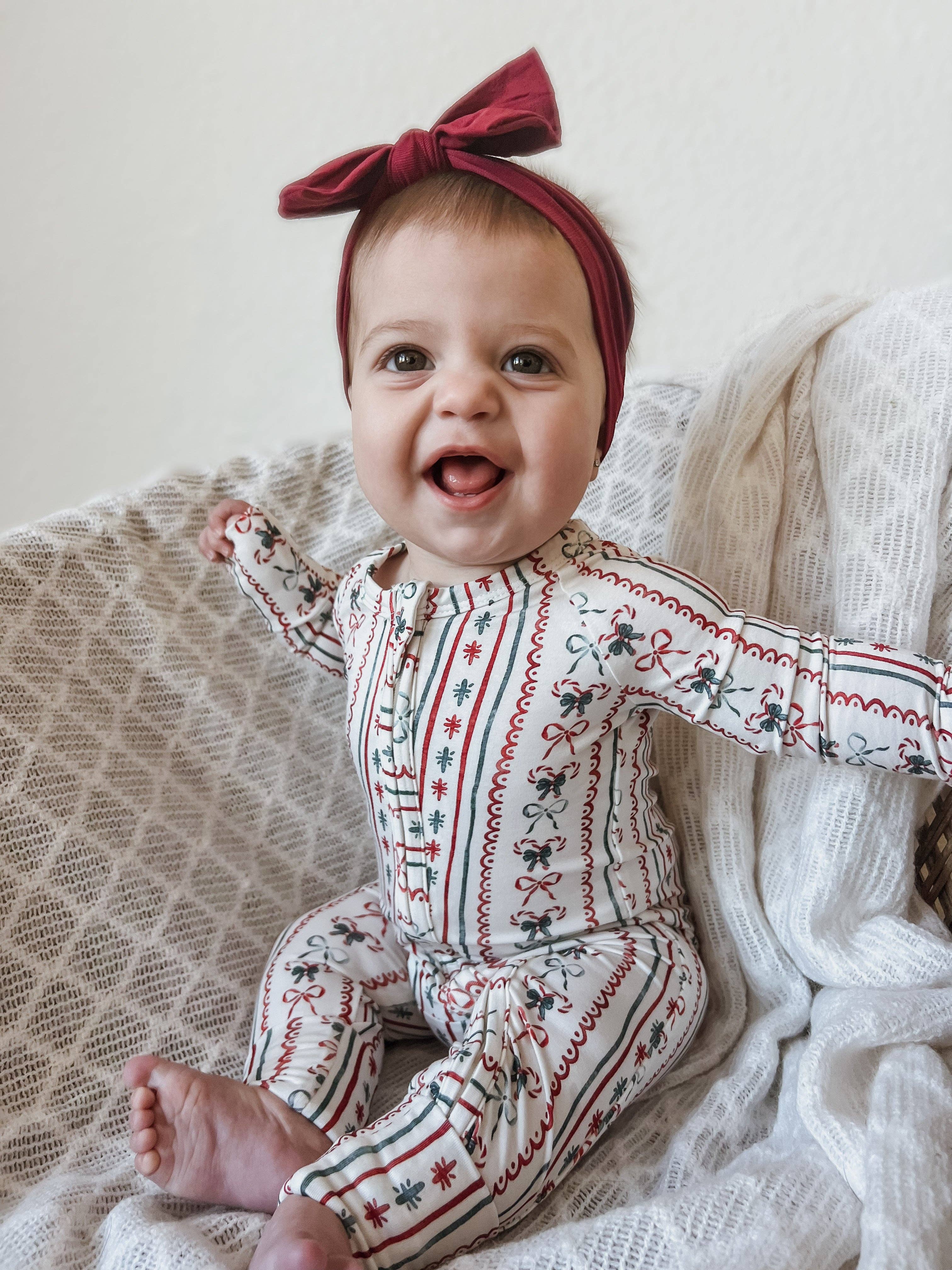 Little Joy Co. - Wholesale Sleepsuit - Baby - Candy Cane Lane Bamboo Christmas Pajamas - Zippy13