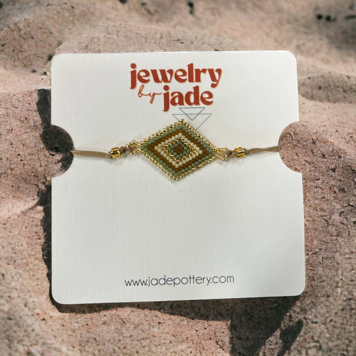 geometric diamond beaded bracelet miyuki beads handmade in bali for wholesale by Jade Pottery & DIY Studio