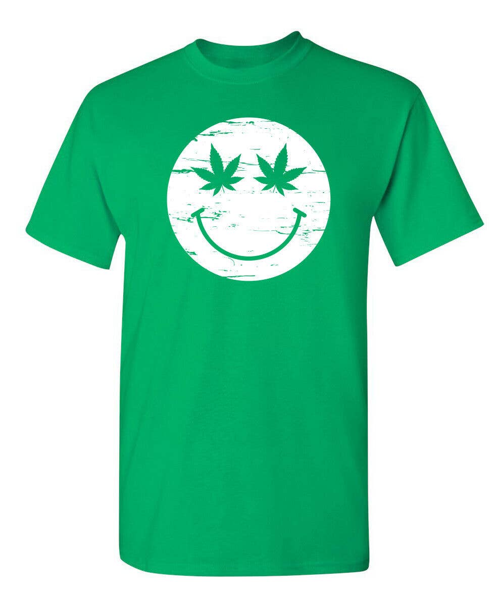 Feelin Good Tees - Wholesale Screen Printed T-Shirt - Unisex - Weed Smile Face1