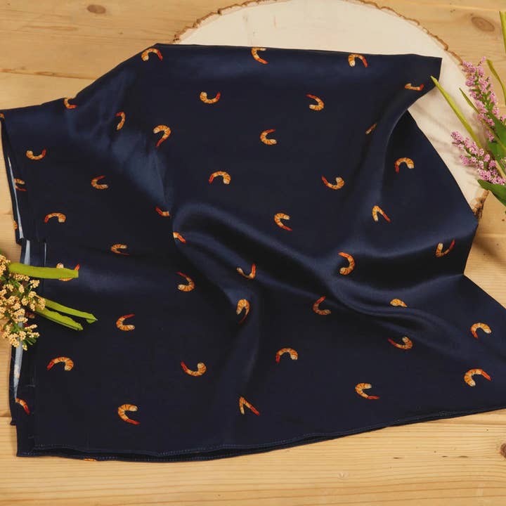 King Prawn Print Scarf for wholesale by Gilded Fox Silk