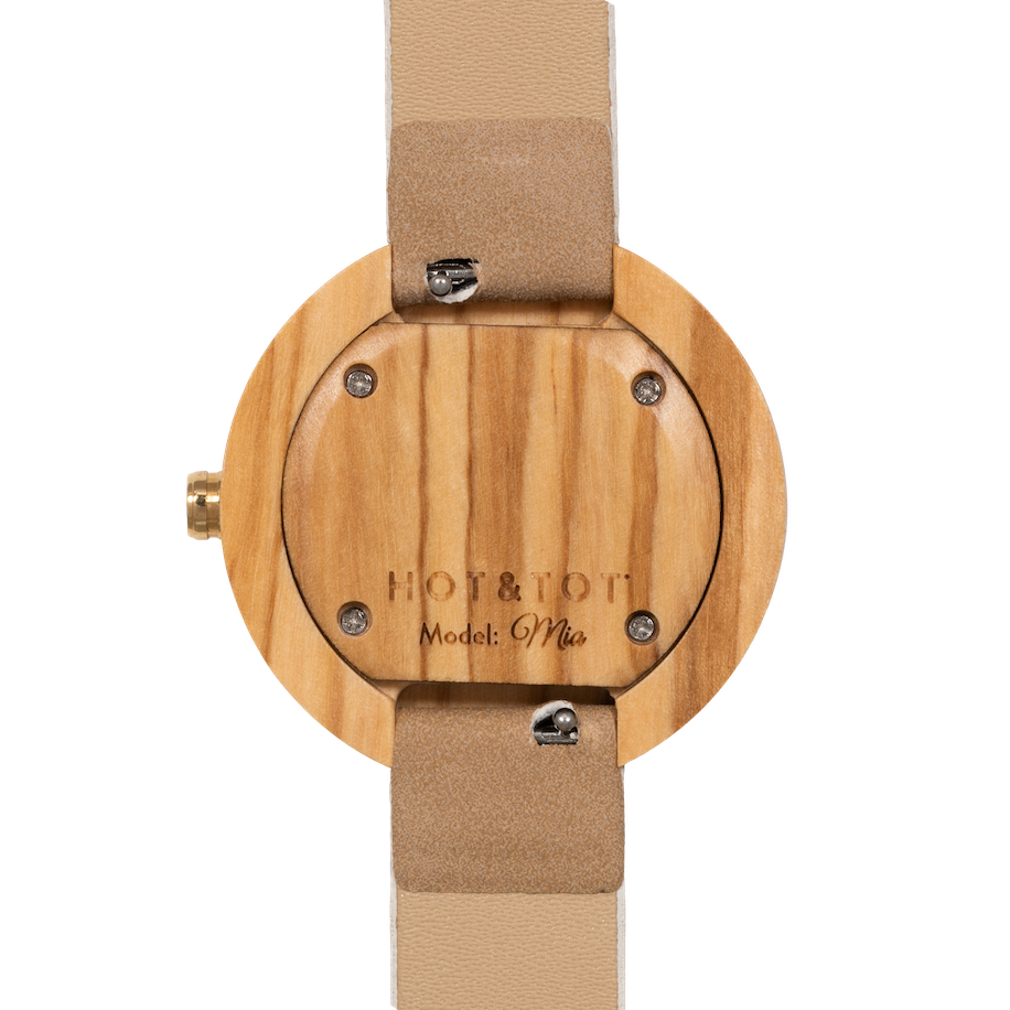 HOT&TOT - Wholesale Polshorloge - Dames - MIA | Houten horloge voor dames | Veganistisch | Duurzaam | Goud2
