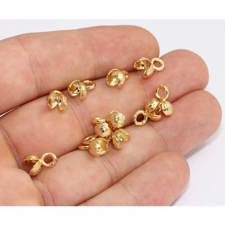 Perles à écraser en or brillant 24k, adaptées à une chaîne à billes de 3 mm, MLS271 pour la vente par QueenJewelryM