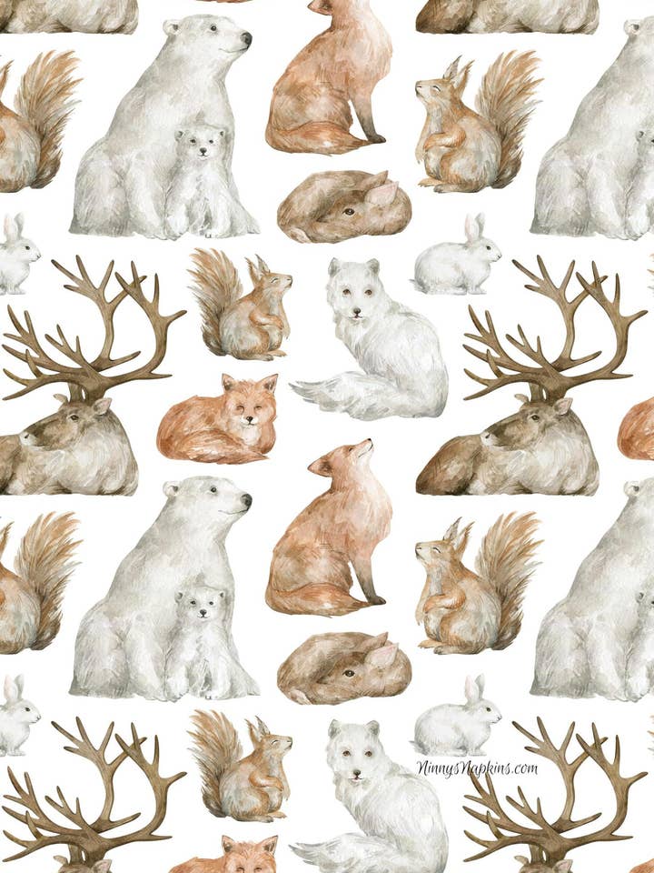 Ninny's rijstpapier A4 - Winter Friends voor wholesale door Ninnys Napkins