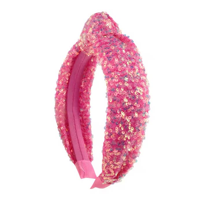 Mavi Bandz - Wholesale Fashion Headband - Kids - Hot Pink Sequin Glinda Sparkle Girls Knot Fashion Headband