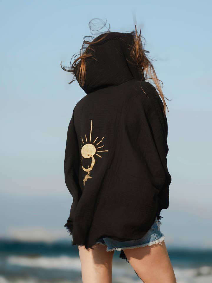 Moa - Wholesale Robe - Women's - Sun and Moon Double Gauze Hooded Robe