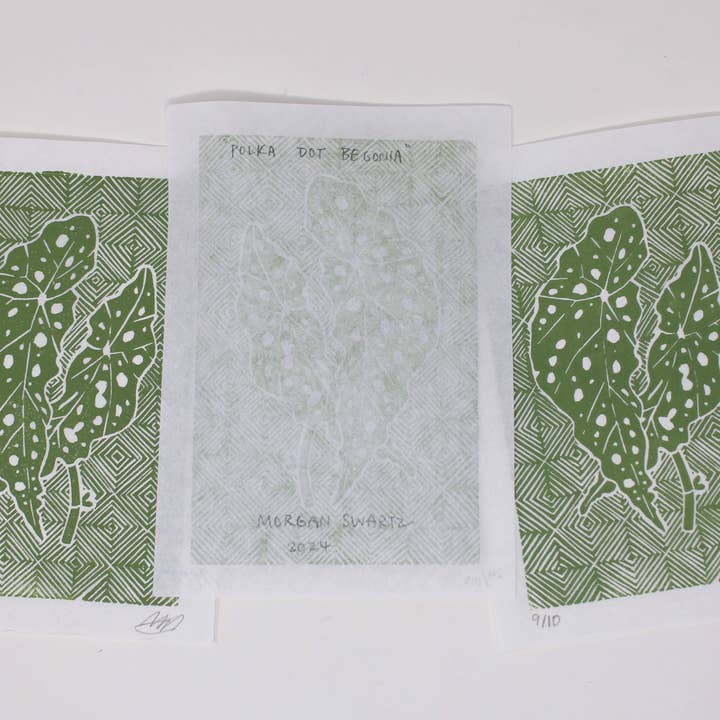 Morganite Press - Wholesale Art Print - Polka Dot Begonia (Begonia Maculata) Linocut Print 4
