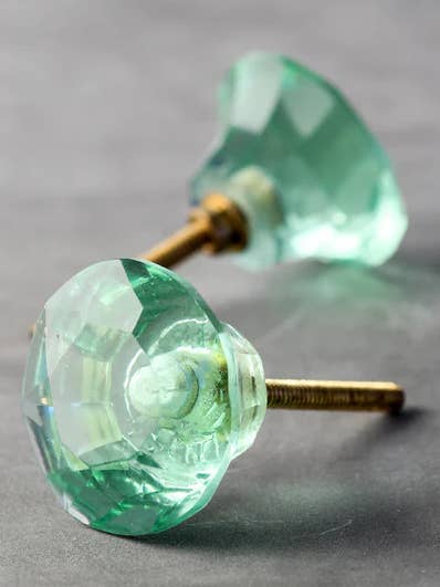 Green Crystalline Diamond Cut Kitchen Cabinet Knob for wholesale by KNOBCO