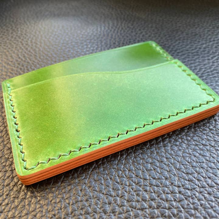 Charterhouse Cardholder Green Shell Cordovan Compact Leather Cardholder for wholesale by Leather Compositions