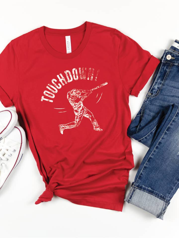 Touchdown Baseball Graphic T-Shirt - Funny Sports Tee for wholesale by Minnesota Sisters
