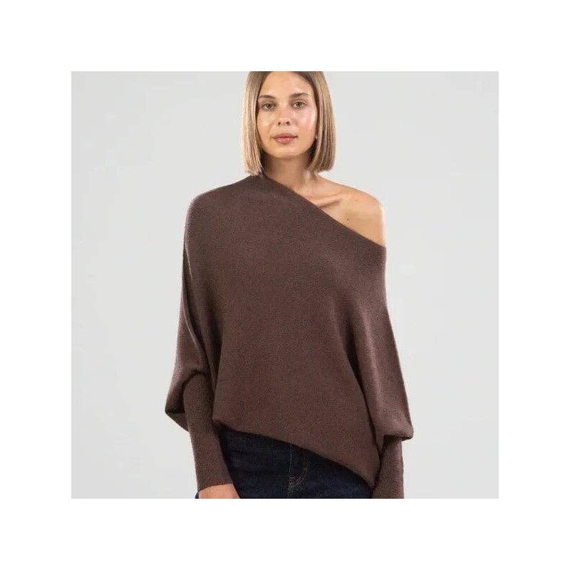 Plush Looks - Wholesale Knit Top - Women's - Solid Color Round Neck Long Sleeve Knitted Batwing Top4