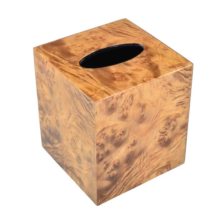 Pacific Connections - Vendita all'ingrosso Scatola portafazzoletti - Walnut Burl - Rivestimento in tessuto - L-62WN0