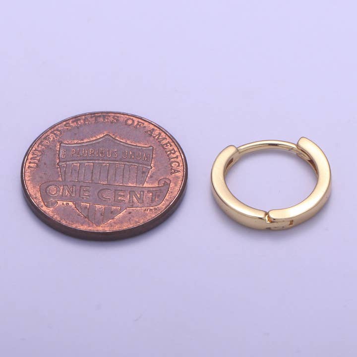Aim Eternal - Wholesale Huggie Earrings - 1pair 13x13.7 Simple Golden Mini Round Ring Huggies Earrings