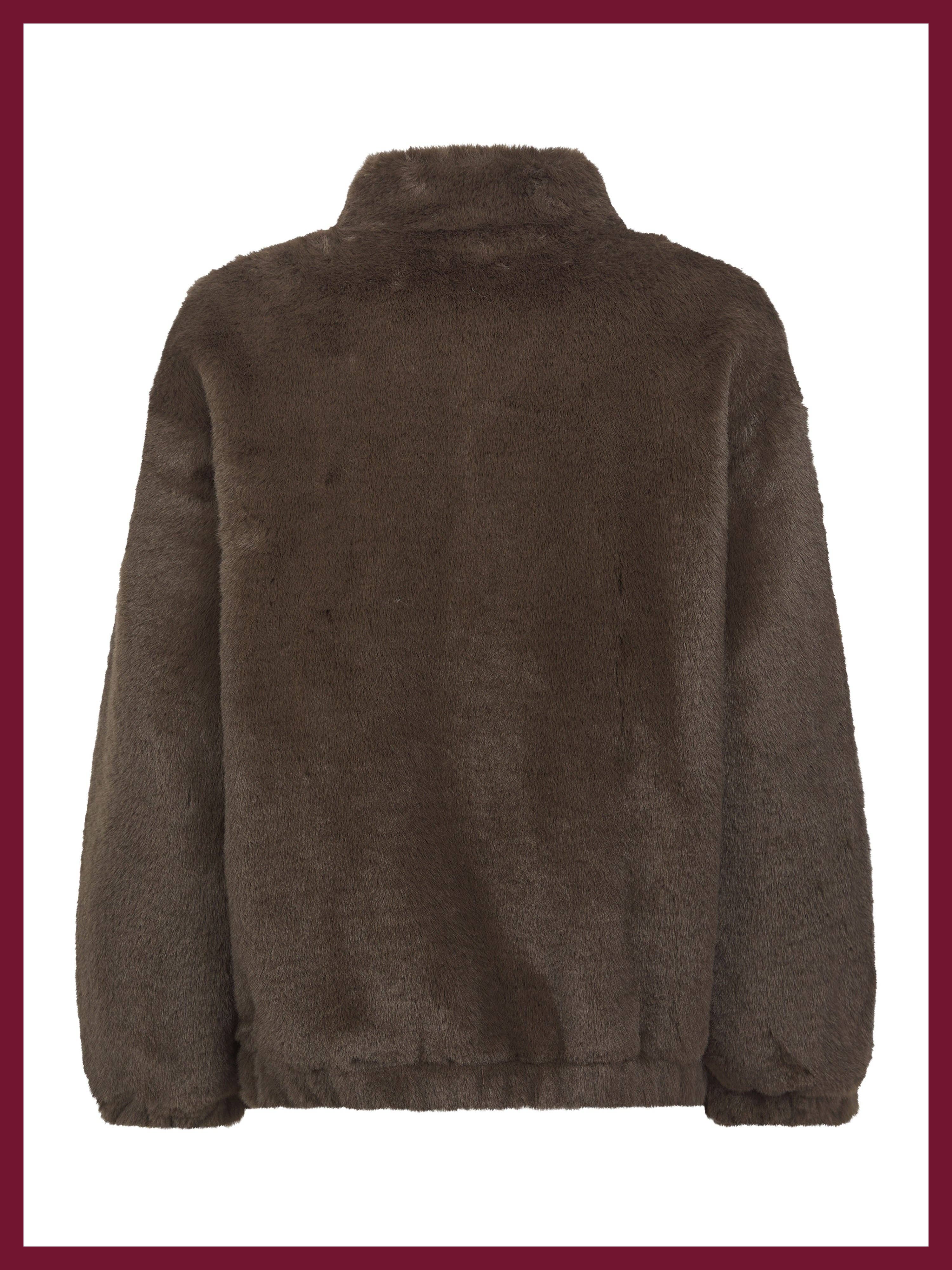 Aubrey Faux Fur Jacket In Khaki for wholesale on Faire6